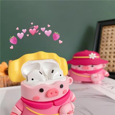 China Pink Airpods Case 3D Korea Pig Change Hat Earphone Cases For Airpod 1 2 Protect Cover Accessories For Airpods pro for sale