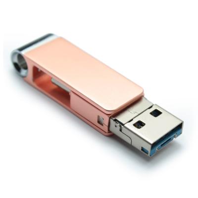 China High quality custom LOGO 3 metal OTG 32GB 64GB 128GB IN 1 otg USB 3.0 flash drives for sale