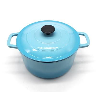 China Good Quality Enamel Food Sustainable Hot Sale Blue Cast Iron Insulated Casserole for sale