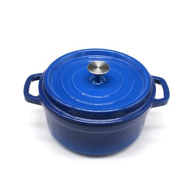 China Modern Dark Blue Kitchen Food Non Enamel Cast Iron Luxury Insulated Casserole for sale