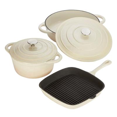 China Sustainable Cast Iron Pan Set Enamel Kitchen Cookware Set for sale