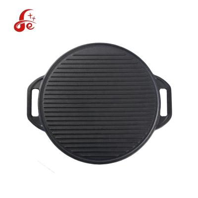 China 16 Inch Durable Outdoor Round Heavy Duty Cast Iron Grill Pan With Two Ears for sale