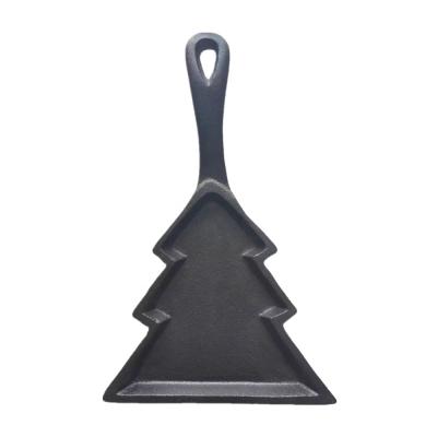 China Viable Factory Cast Iron Mini Christmas Tree Shape Fry Hot Selling Casserole for sale