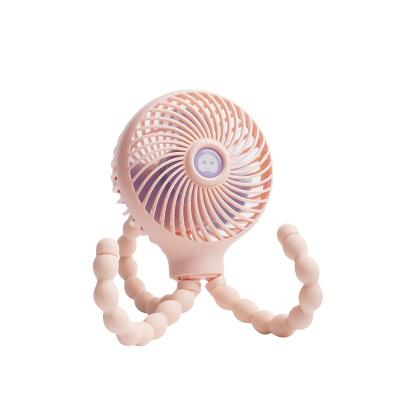 China Lightweight Bass Noise Reduction Portable Multi-Stage Use Portable Octopus Distorted Shape USB Charging Handheld Mini Fan For Baby for sale