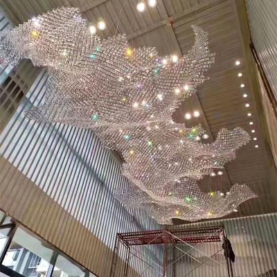 China Hotel Showroom Outdoor Mounted Handmade Custom Beads Chains Large Crystal Building Chandeliers for sale