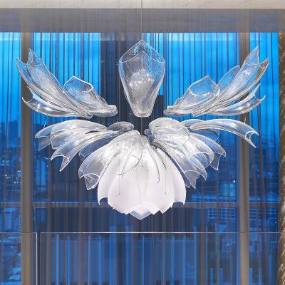 China Modern Customizable Villa White Exquisite Art Glass Hotel Chandeliers for sale