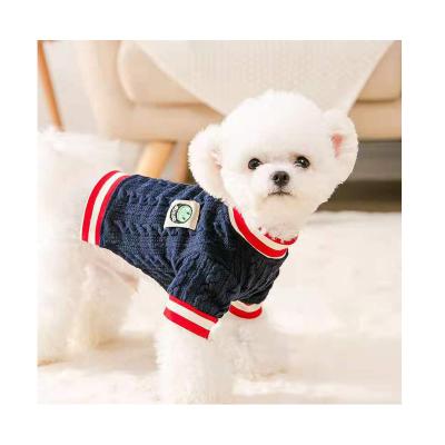 China Sustainable Cute Fashion Comfortable Pet Sweater Dog Recovery Clothes Blue Knitted Pet Clothes for sale