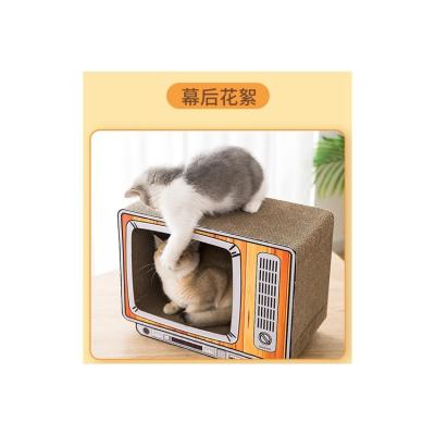 China Large Space Pet House Universal Fashion Stable Wear Resistant Cat Striping Board Tv Shaped for sale