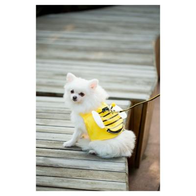 China Top Selling Viable Guaranteed Quality Cute Bee Shaped Soft Fabric Mesh Padded Small Pet Dog Cat Vest Harness Leash Set for sale