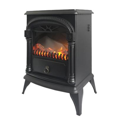 China Classic Design Black Small Indoor Freestanding Electric Fireplace Mini Heater With 3d Led Log Decor Flame for sale