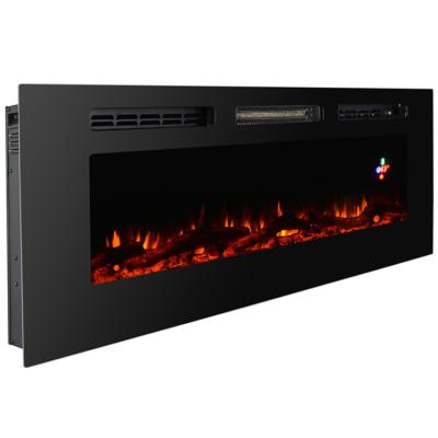 China Hot Sale Luxury Cheap Price Modern Indoor Wall Mounted Recessed Electric Fireplace With 3d Decor Led Fire Light Realistic Flame for sale