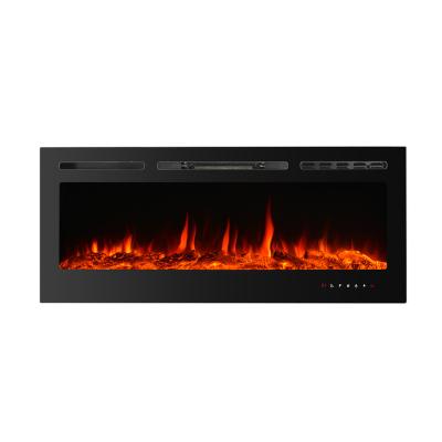 China Modern Luxury Modern Slim Edge Ornamental Built In Insert Wall Mounted Embedded Electric Fireplace With Artificial Led Fire Flame for sale