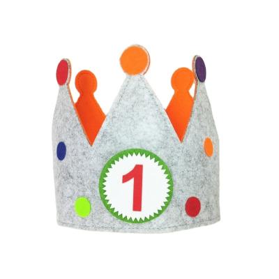 China Felt Crown Hat Kids Adult Baby Kids Birthday Party Hat Digital Party Decoration Hat Box Customized for sale