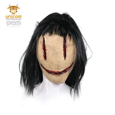 China Hot Sale Scary Female Long-haired Women Creepy Holloween Latex Mask for cosplay parties for sale