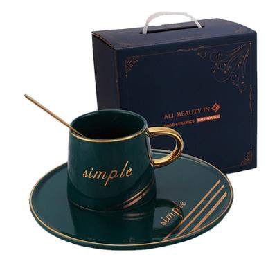 China Agriculture Medo Ceramic Newcomer Mugs And Dishes Gift Mug Set With Gold Spoon for sale