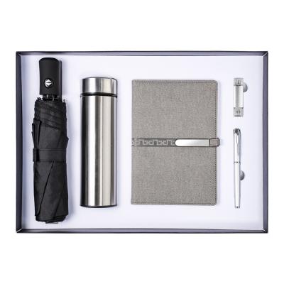 China New Style Agriculture USB Metal Pen A5 Notebook Thermos And Umbrella Gift Set For Wedding Opening And Ceremony for sale