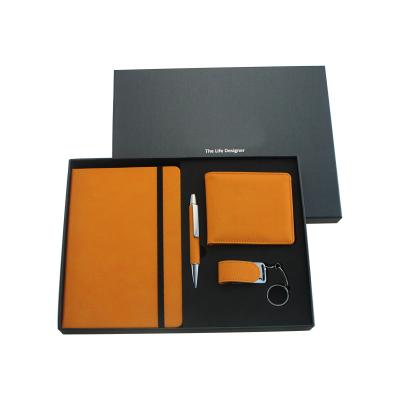 China Agriculture PU Business Gift Set Leather Luxury Promotional Notebook With Pen And Card Holder And Key Chain for sale