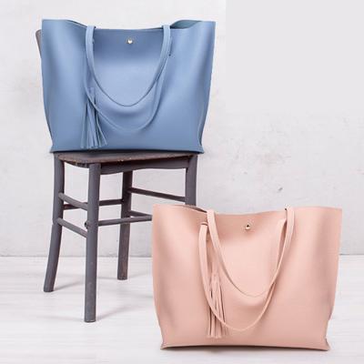 China 2022 Lady Tote Bag Reusable Shoulder Women PU Leather Bag High Quality Tassel Handbag PU Shopping Bag for sale