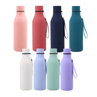 China 2023 Viable New Paint Stainless Steel Cola Shape Botella De Agua Small Rubber Mouth Updraft Bottles Outdoor Sports Bottled Water Bottles for sale