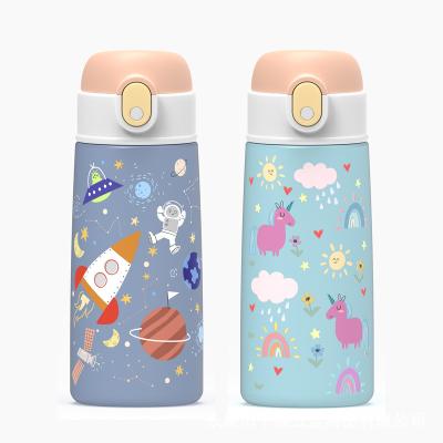 China Sustainable 16oz Stainless Steel Promotional Cute Vacuum Insulated Kids Bpa Free Water Bottle With Straw Lid for sale