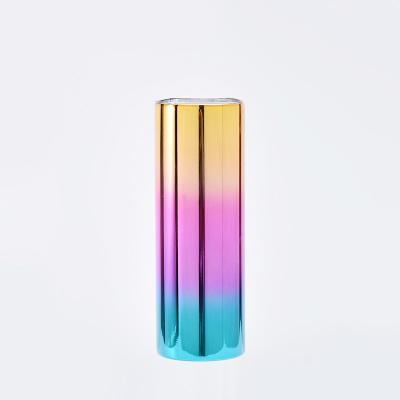 China New Arrival 20oz Sustainable Double Wall Insulated Twinkle Tumbler Electroplated Magic Mirror Upright Holographic Tumblers for sale