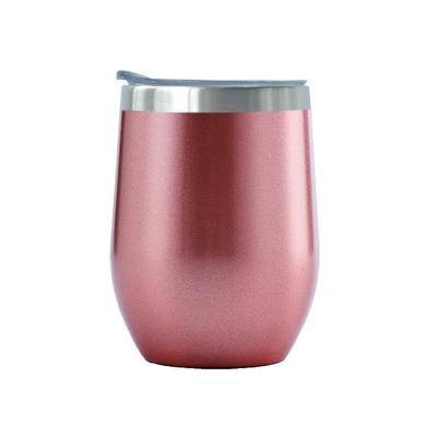 China Factory Customized Viable Logo 12oz Wine Glass Stainless Steel Insulated Reusable Wine Tumbler Cup With Lid for sale