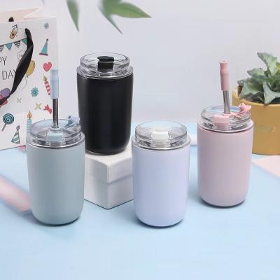 China Sustainable Wholesale Wall Insulated Coffee Mug Stainless Steel Vacuum Double Tumbler With Straw for sale