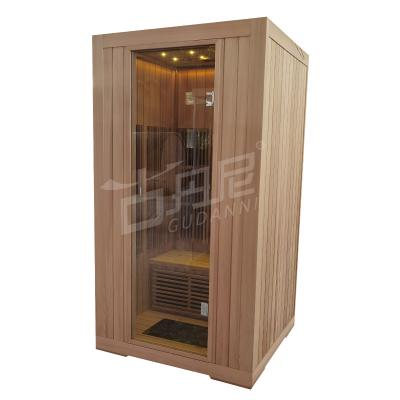 China Computer Control Panel 1 Person Infrared Heating Imported Canadian Cedar Sauna Room for sale