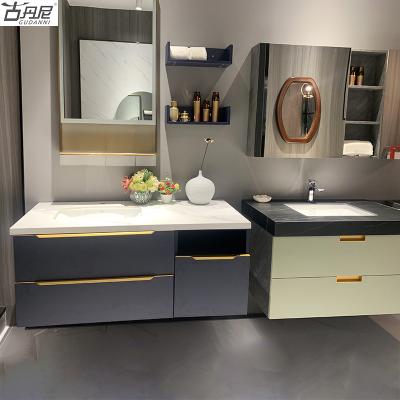 China Water Resistant Acid Resistant Modern Style Mirror Vanity Sink Bathroom Storage Cabinet Single Bathroom Vanity for sale