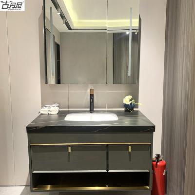 China 2021 Hot Sale Acid Resistant Waterproof Bathroom Cabinet Vanity Sink Solid Wood Wash Basin With Cabinet for sale