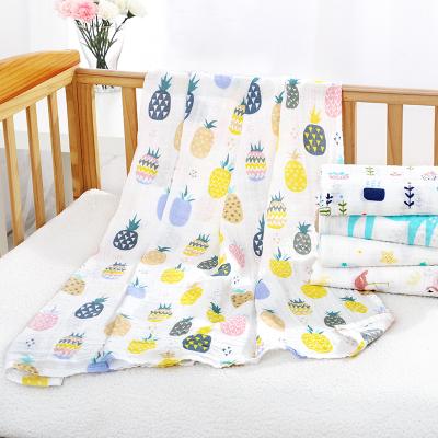 China PORTABLE High Quality Custom Breathable Printing 100% Cotton Super Soft Wrap Baby Muslin Blanket for sale