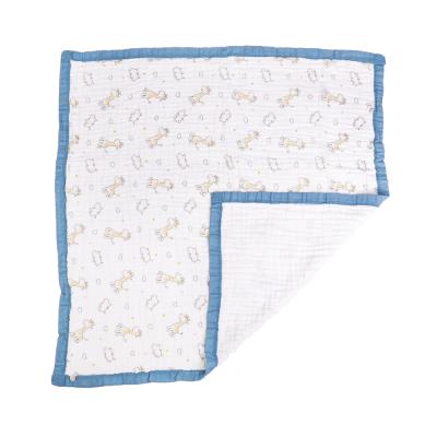 China PORTABLE Edge Wrapped Super Soft Bamboo Fiber Cotton Baby Muslin Wrap Blanket Breathable Throw Blanket for sale