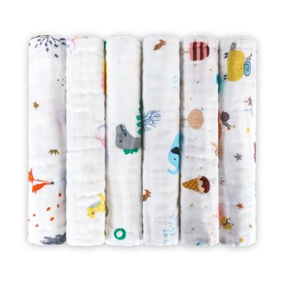 China Child Safe 6 Layers Eco-Friendly Soft Cotton Muslin Handkerchief Baby Washcloth Face Towels Bibs Newborn Infant Burp Cloths for sale