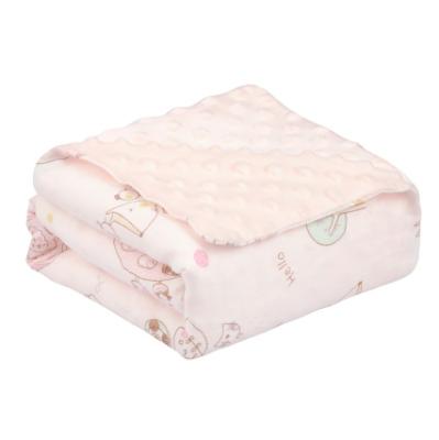 China Super Soft Girls Minky Dot Double Layers Baby Blanket PORTABLE 100% Organic Cotton Muslin Quilts For Newborn for sale