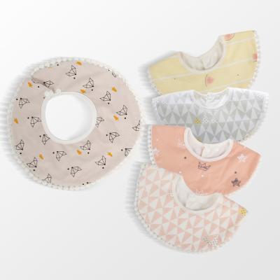 China Cute Baby Uses Wholesale Organic Newborn Baby Waterproof Washable Drool Muslin Cloth 100% Cotton Bibs Feeding Accessories Teething Bibs for sale