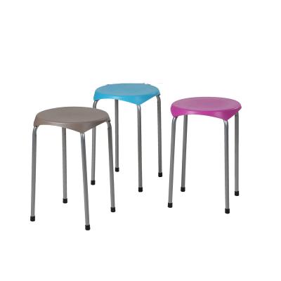 China JUSTHOME Foldable Custom Colors Simple Design Stackable Plastic Chair Stool With Iron Metal Legs for sale