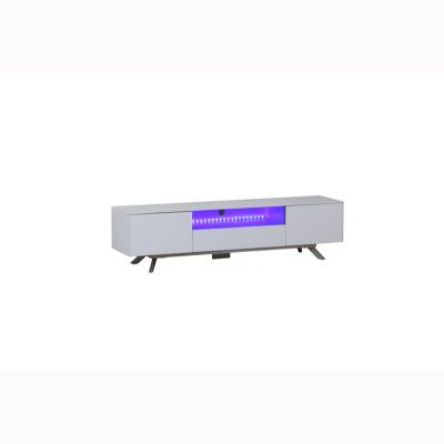 China Hot Sale LED Home Hotel Rectangular High Gloss White White Furniture TV Stand Wooden Modern MDF Led Lighting TV Cabinet for sale