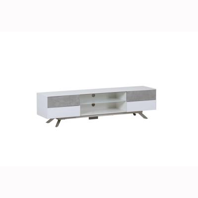 China Others Modern Fashion White And Gray Wooden Home Furniture MDF Living Room Wood TV Stand With Storage Cabinet for sale