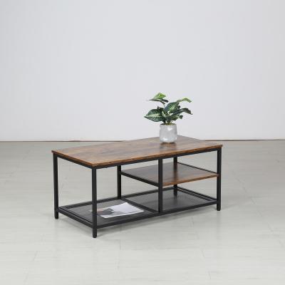 China Modern Design Small Size Industrial Wooden Cafe Style Table Side Desk With Metal Legs for sale