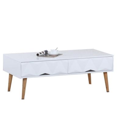 China Nordic simple modern white home wood desk tea storage coffee table living room coffee table with drawers for sale