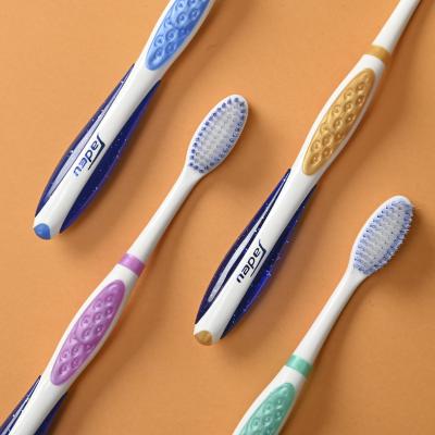 China Jadeu 8405 High Quality Soft Bristle Adult Plastic With Tongue Brush Tongue Remover Soft Bristle Travel Toothbrush Set Portable Toothbrush for sale