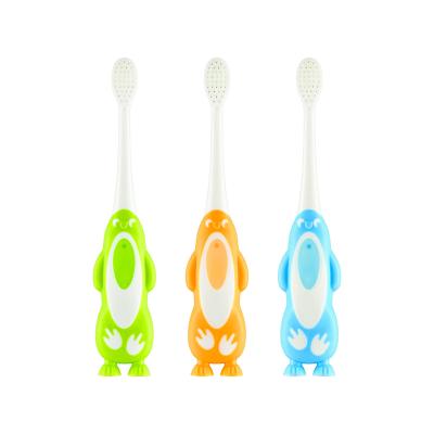 China High quality soft bristle Jadeu 8607 cartoon high quality plastic penguin children gently stiffen children toothbrush toothbrush for sale