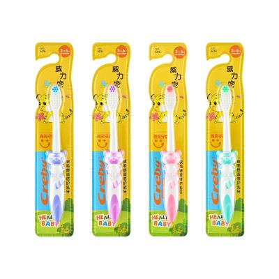 China Creby Cartoon Tiger Plastic Kids Soft Bristle Toothbrush High Quality Toothbrush 606 Bristle Soft High Quality for sale