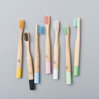 China Jadeu DMSB13 Column Toothbrush Child Kids Soft Bristle Natural Bamboo Hair High Quality Natural Bamboo Toothbrush Home Toothbrush for sale