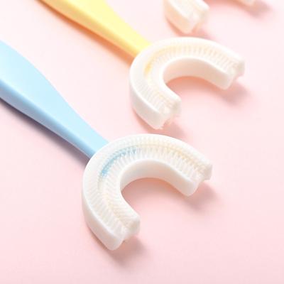 China High Quality High Quality U Shape Baby Toothbrush Jadeu UT02 Baby U Shape Child 360 Kids Long Handle Healthy Nano Extra Soft With Packet Toothbrush Toothbrush PVC for sale