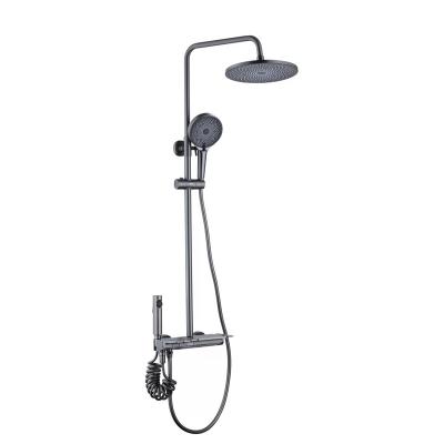 China With Various System Matte Black Sliding Bar Factory Manufacture Round Head Shower Set Rainfall Bathroom for sale