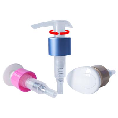 China Non Spill 28/410 Metal Screw High Quality Plastic Aluminum Left And Right Lotion Pump for sale