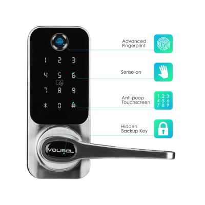 China Full New Touch Screen Electronic Keypad Stainless Steel Security Entry Handle RFID Reader Door Lock for sale