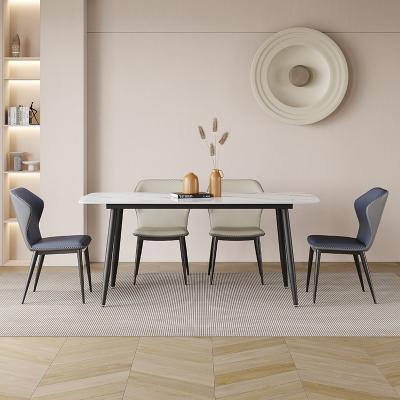 China High quality modern simple light luxury rectangular table small light household dining table rock dish and chair combination apartment for sale