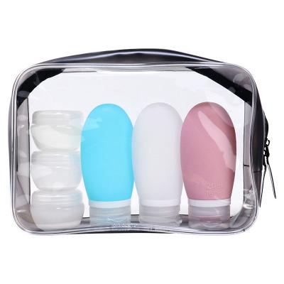 China Liquid refill& gels/oem 4 of shampoo/conditioner/lotion/sunscreen etc. in 1 Portable Squeezable Silicone Travel Leak Proof Cosmetic Lotion Bottle Dispenser Set Travel Accessories for Airplane for sale